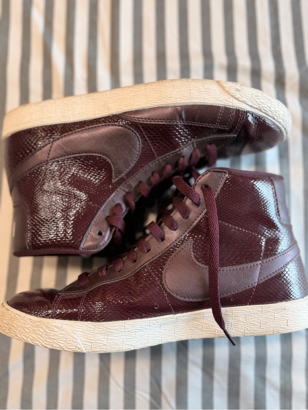 Nike Women's High-Top Sneakers in Burgundy and White